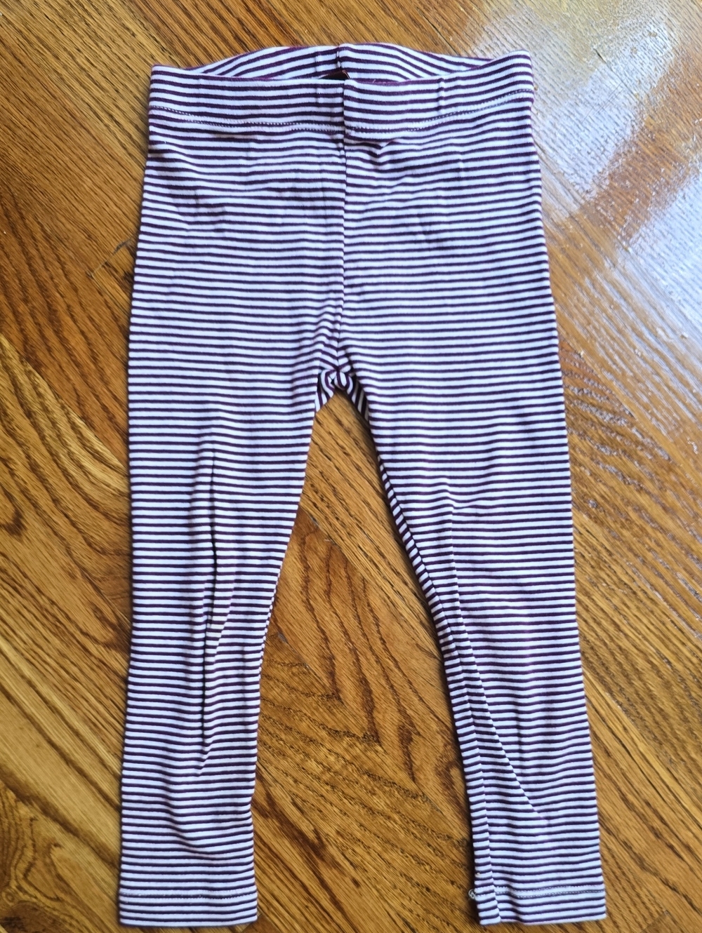 Tea Collection Burgundy & White Striped Girls' Stretch Leggings